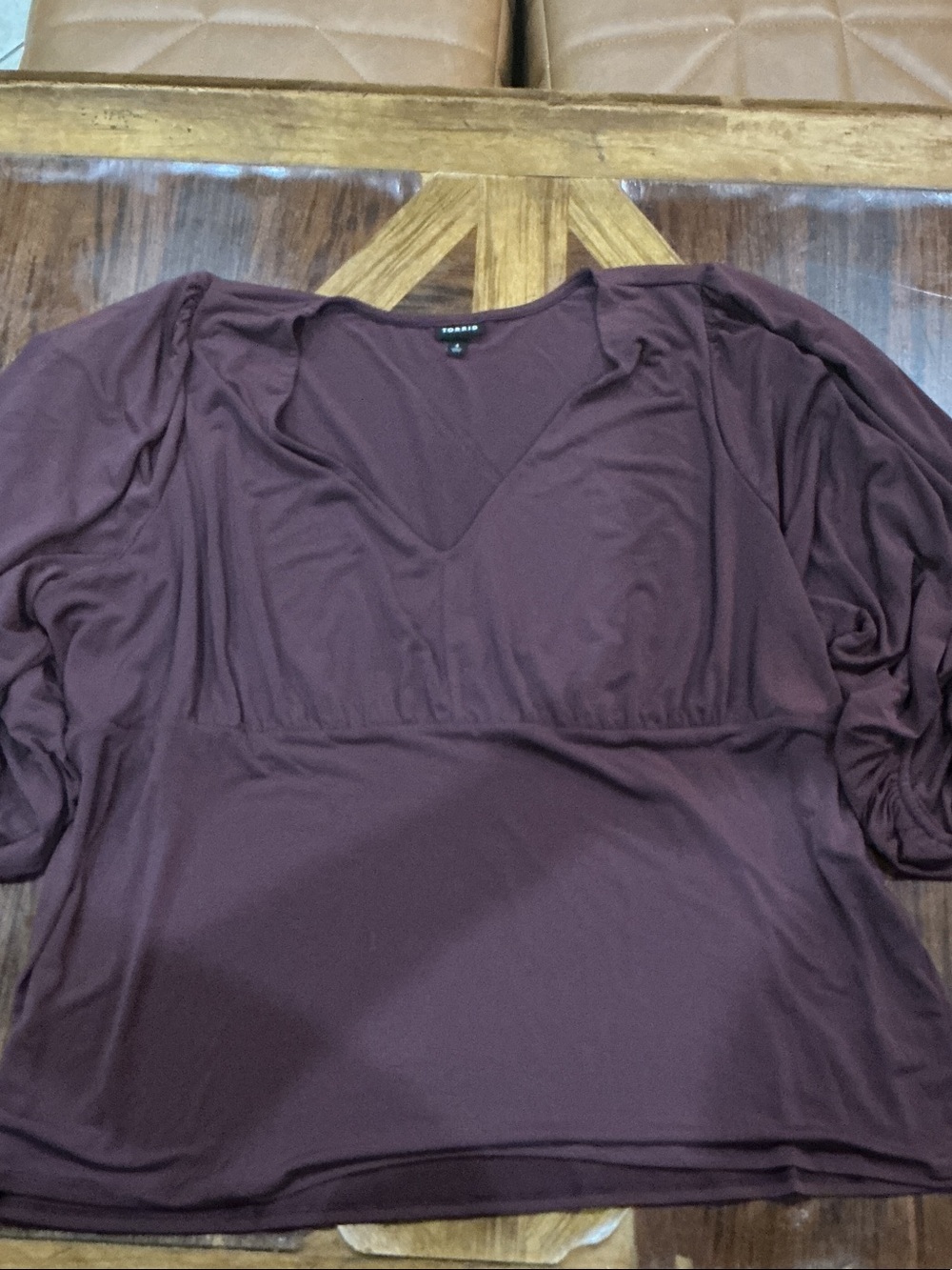 torrid V-Neck Long Sleeve Tunic in Plum